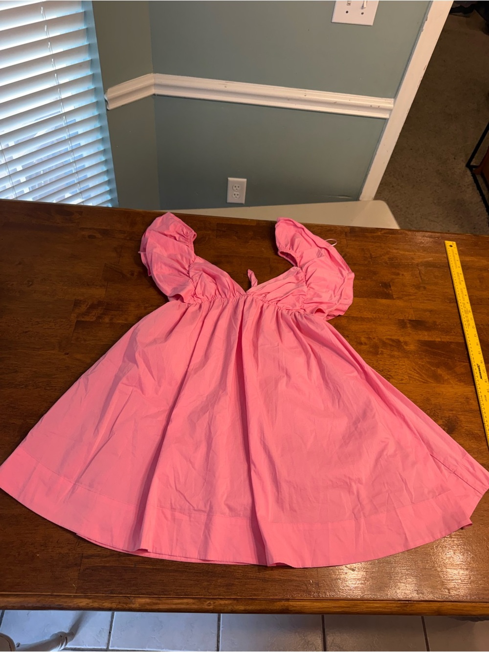 Day & Moon Bright Pink Cotton Poplin Flounce Ruffle Sleeve Babydoll Mini Dress M